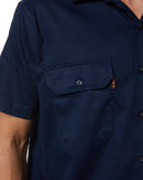 Cotton Drill Work Shirt Short Sleeve - Navy