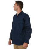 Cotton Drill Work Shirt Long Sleeve - Navy