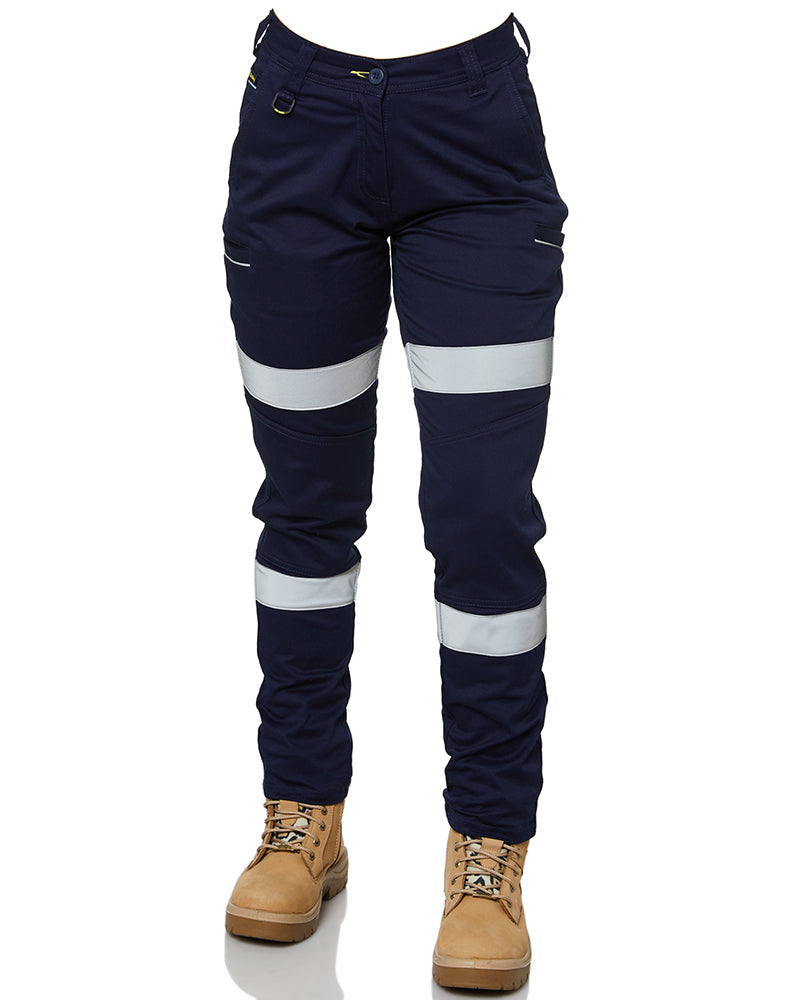 Bisley Women's Taped Mid Rise Stretch Cotton Pants Navy Buy Online