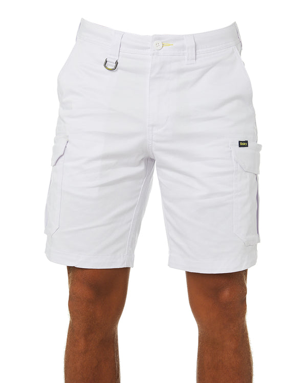 Stretch Cotton Cargo Short - White