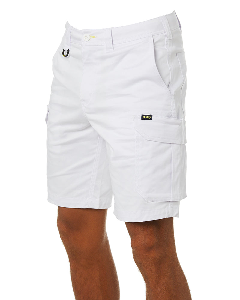 Stretch Cotton Cargo Short - White