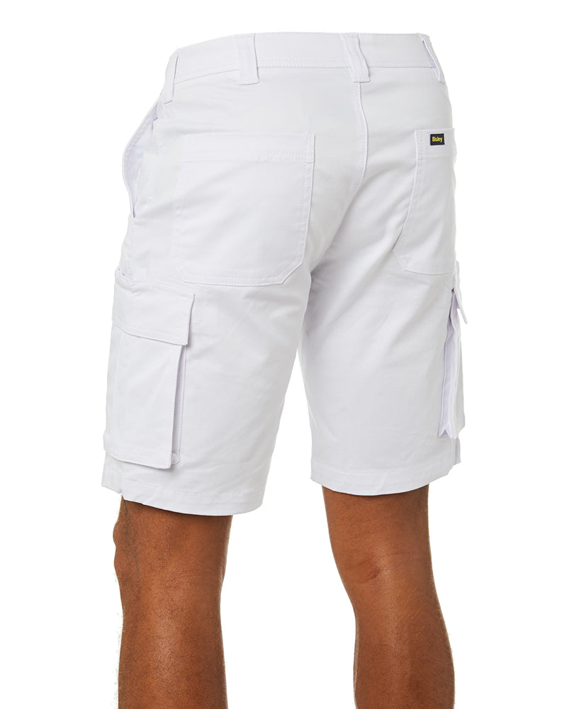 Stretch Cotton Cargo Short - White