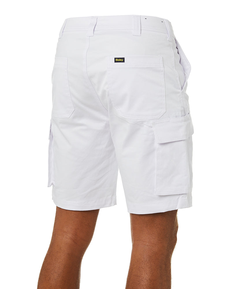 Stretch Cotton Cargo Short - White