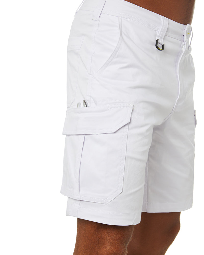 Stretch Cotton Cargo Short - White