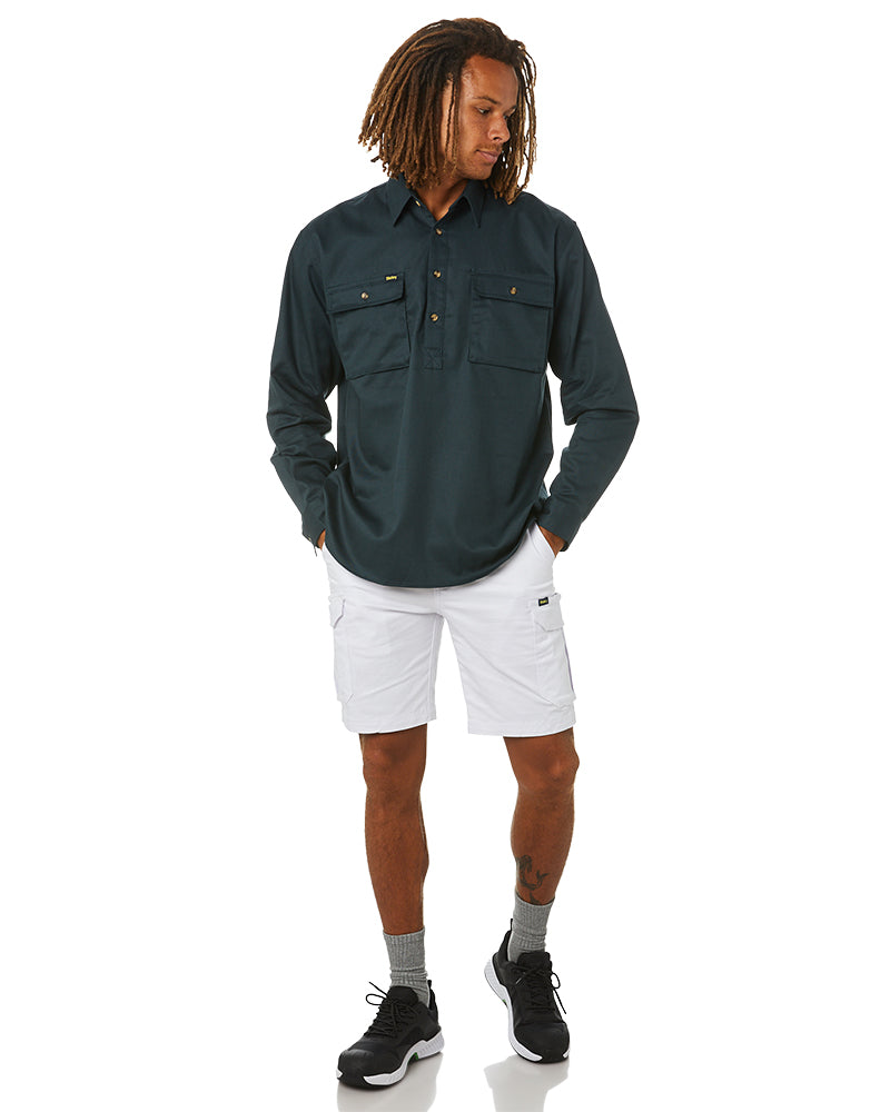 Stretch Cotton Cargo Short - White