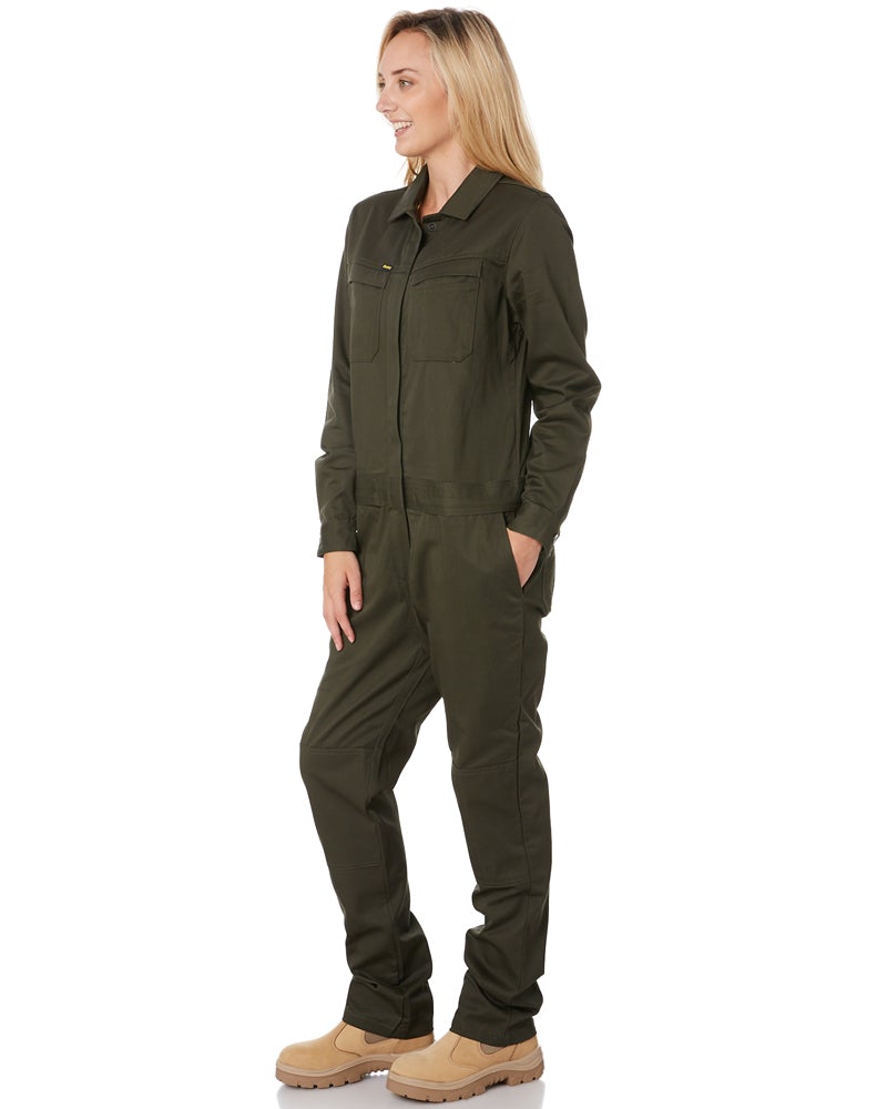 Womens Cotton Drill Coverall  - Olive
