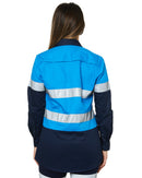 Ladies Hi Vis Lightweight LS Shirt - Blue/Navy