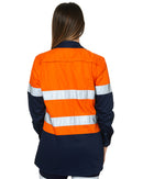 Ladies Hi Vis Lightweight LS Shirt - Orange/Navy