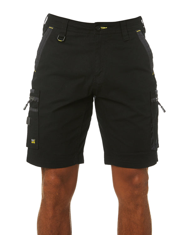 Flex and Move Stretch Canvas Utility Zip Cargo Short - Black