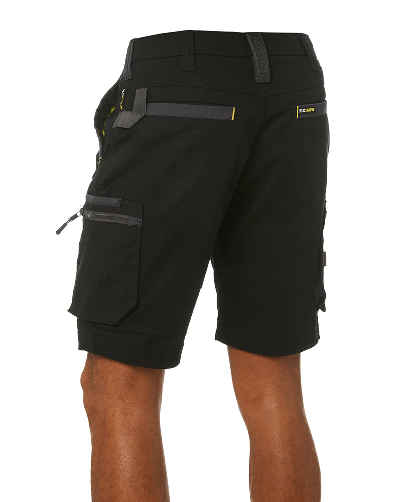 Flex and Move Stretch Canvas Utility Zip Cargo Short - Black