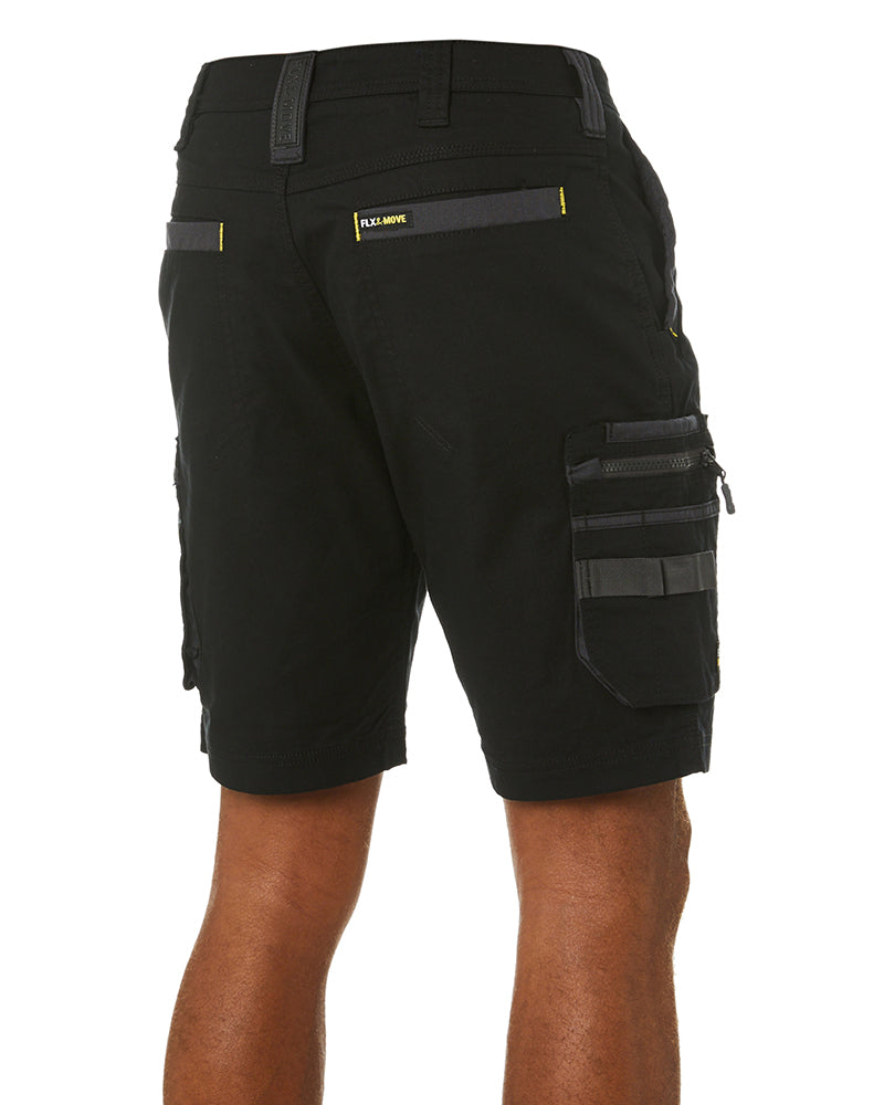 Flex and Move Stretch Canvas Utility Zip Cargo Short - Black