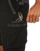Flex and Move Stretch Canvas Utility Zip Cargo Short - Black