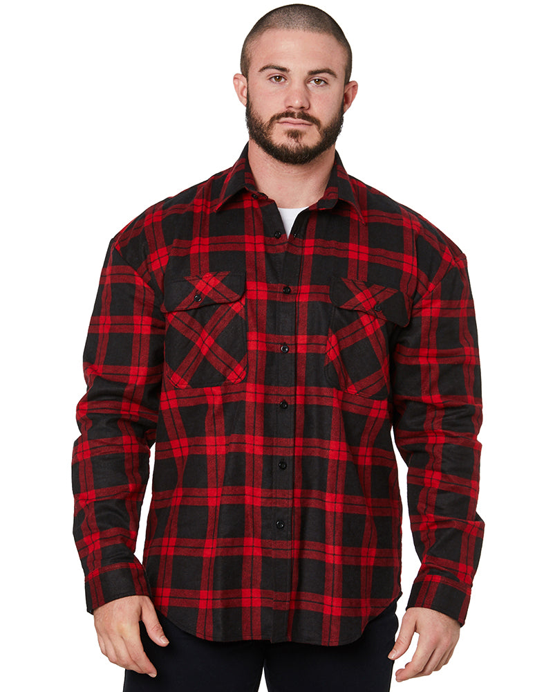 Ritemate Open Front Flannelette Shirt - Black/Red | Buy Online