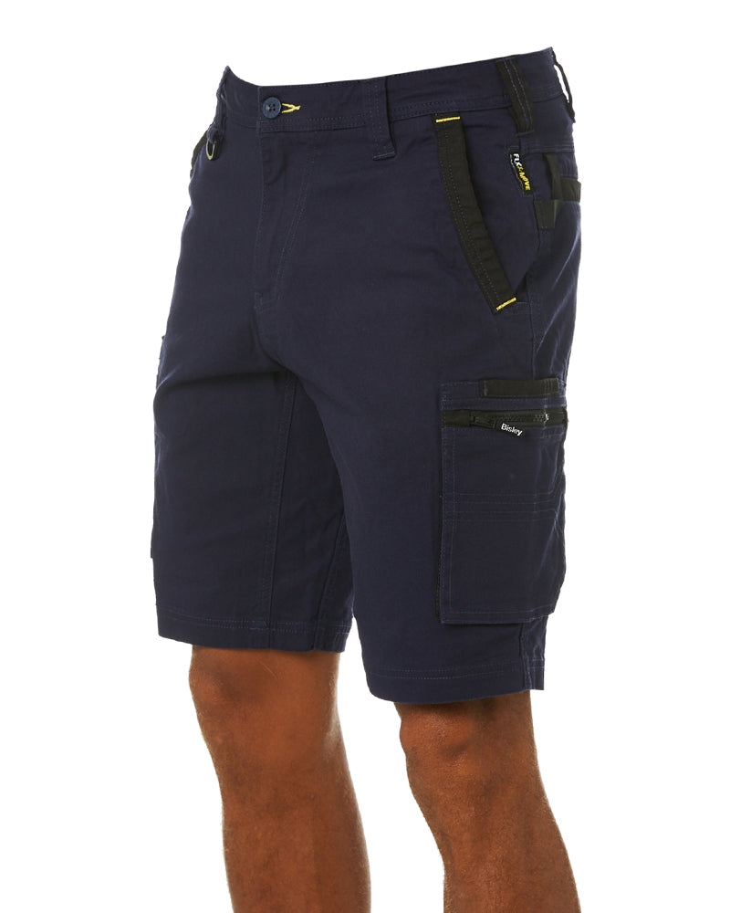 Flex and Move Stretch Canvas Utility Zip Cargo Short - Navy