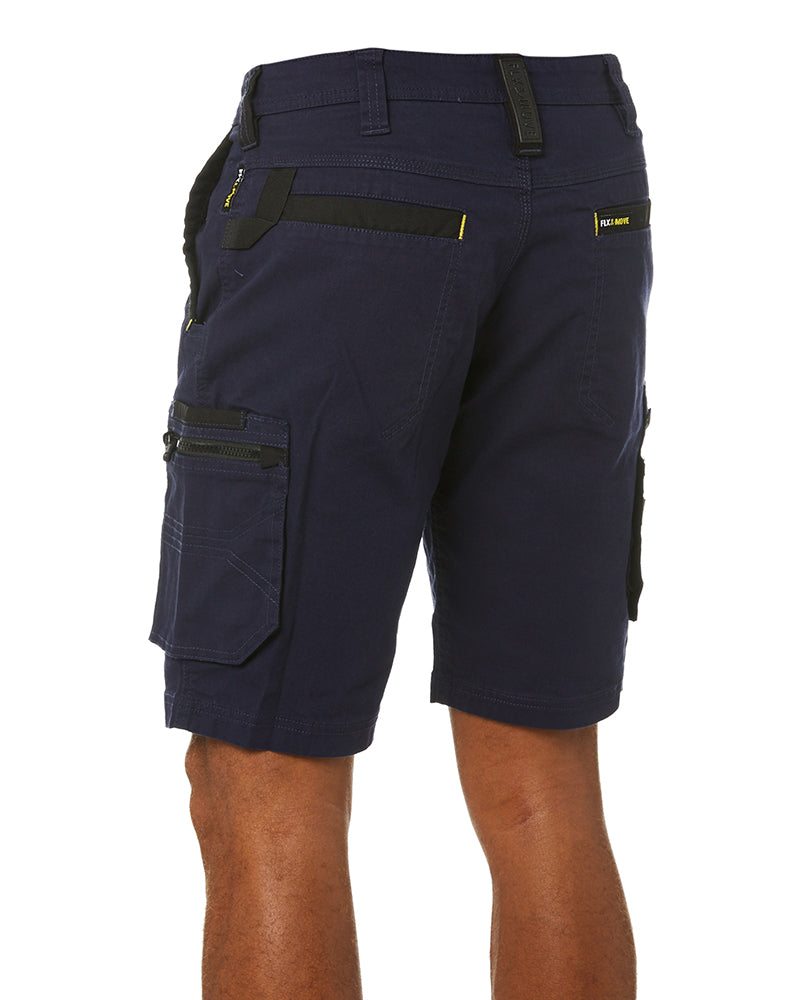 Flex and Move Stretch Canvas Utility Zip Cargo Short - Navy