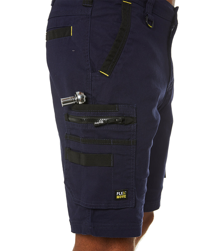 Flex and Move Stretch Canvas Utility Zip Cargo Short - Navy