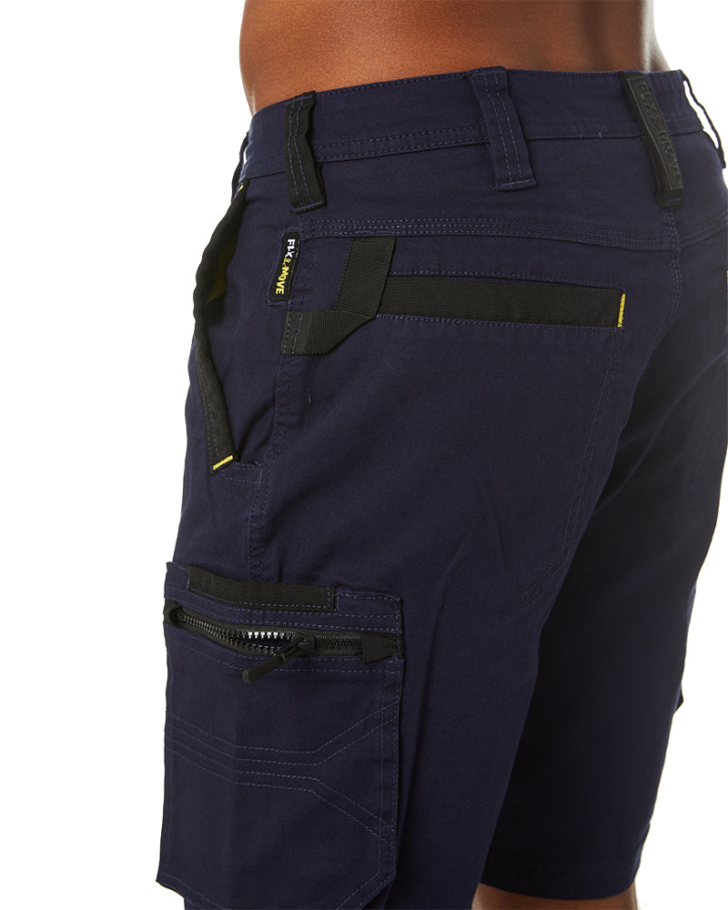 Flex and Move Stretch Canvas Utility Zip Cargo Short - Navy