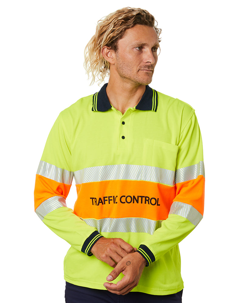 Traffic Control LS Taped Polo Shirt - Yellow/Orange