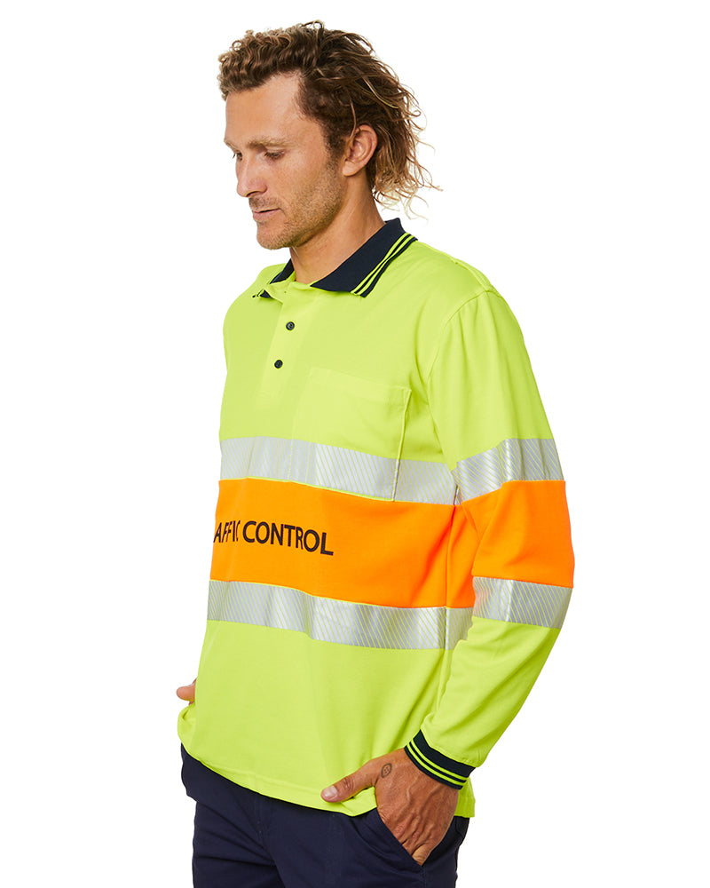 Traffic Control LS Taped Polo Shirt - Yellow/Orange