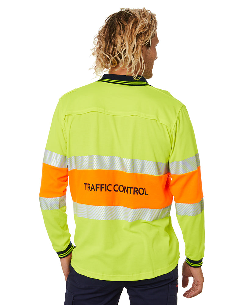 Traffic Control LS Taped Polo Shirt - Yellow/Orange