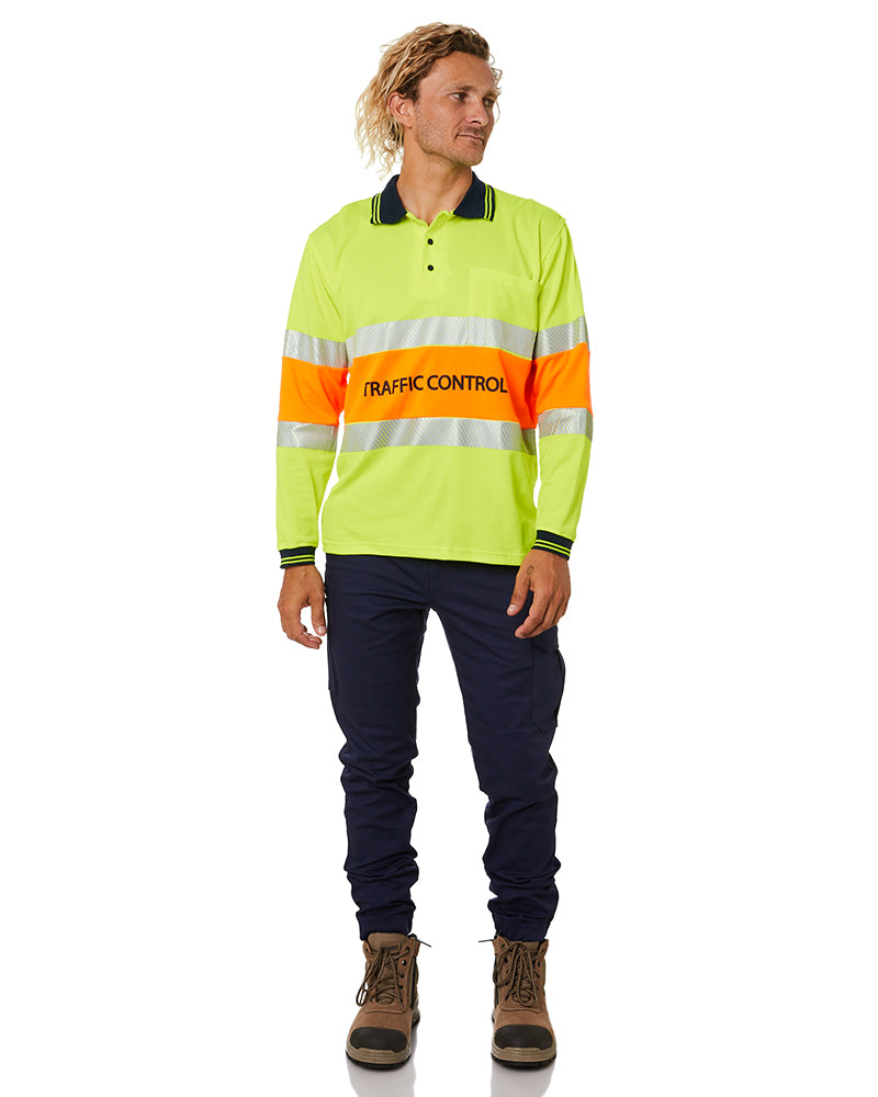 Traffic Control LS Taped Polo Shirt - Yellow/Orange