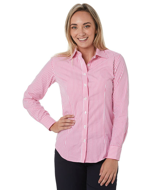 Ladies LS Shirt - Pink/White