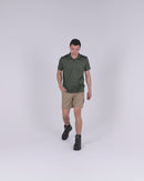 Stretch Cotton Elastic Waist Cargo Short - Khaki