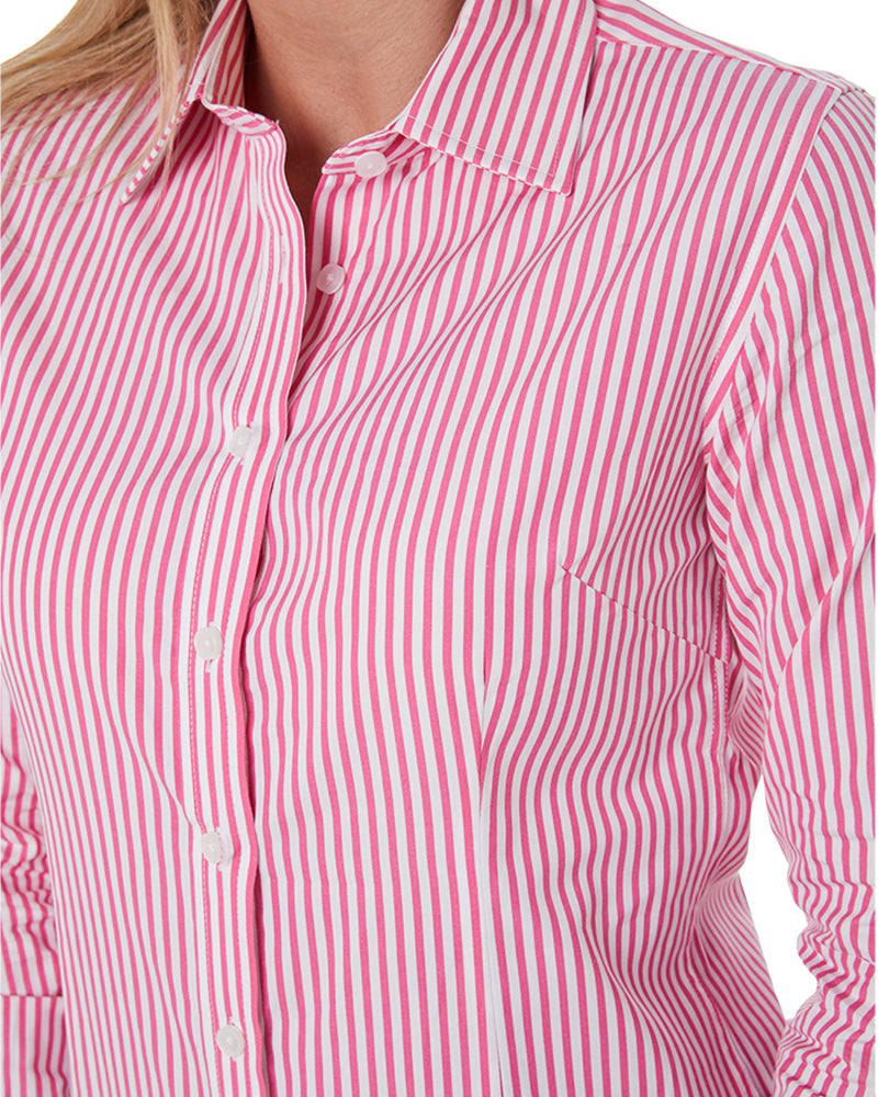 Ladies LS Shirt - Pink/White
