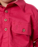 Kids Closed Front Shirt LS - Pink