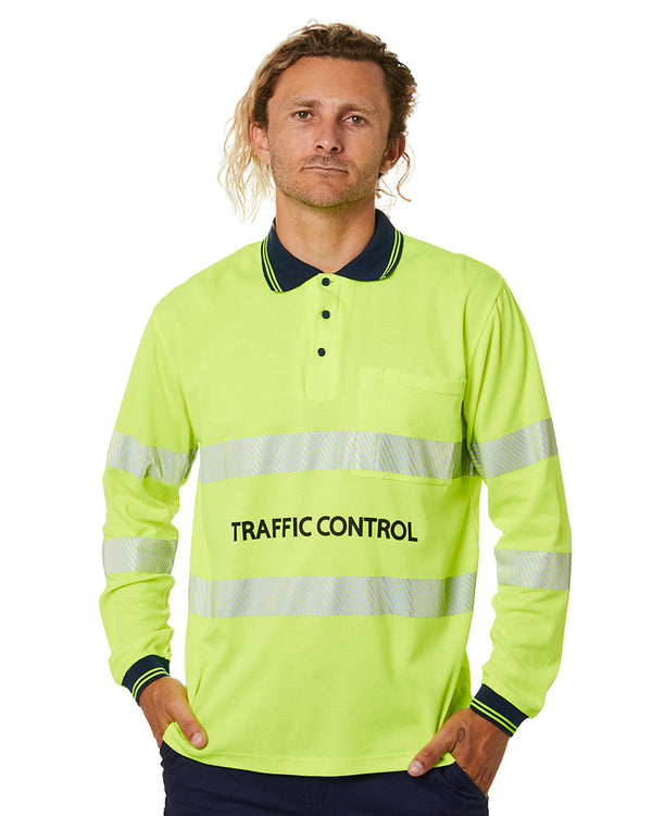 Traffic Control LS Taped Polo Shirt - Yellow