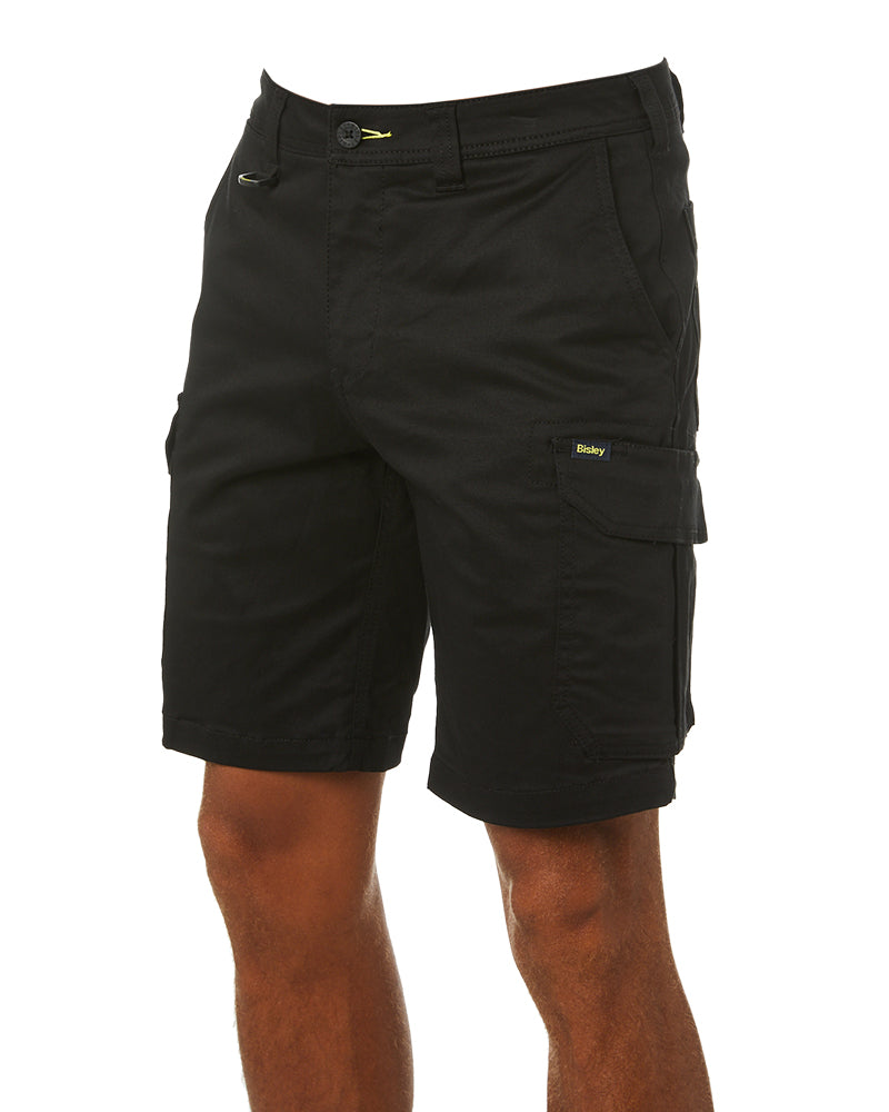 Stretch Cotton Cargo Short - Black