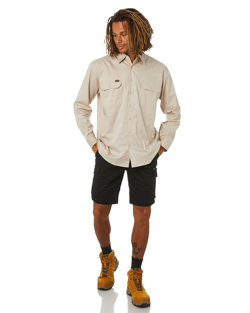 Stretch Cotton Cargo Short - Black