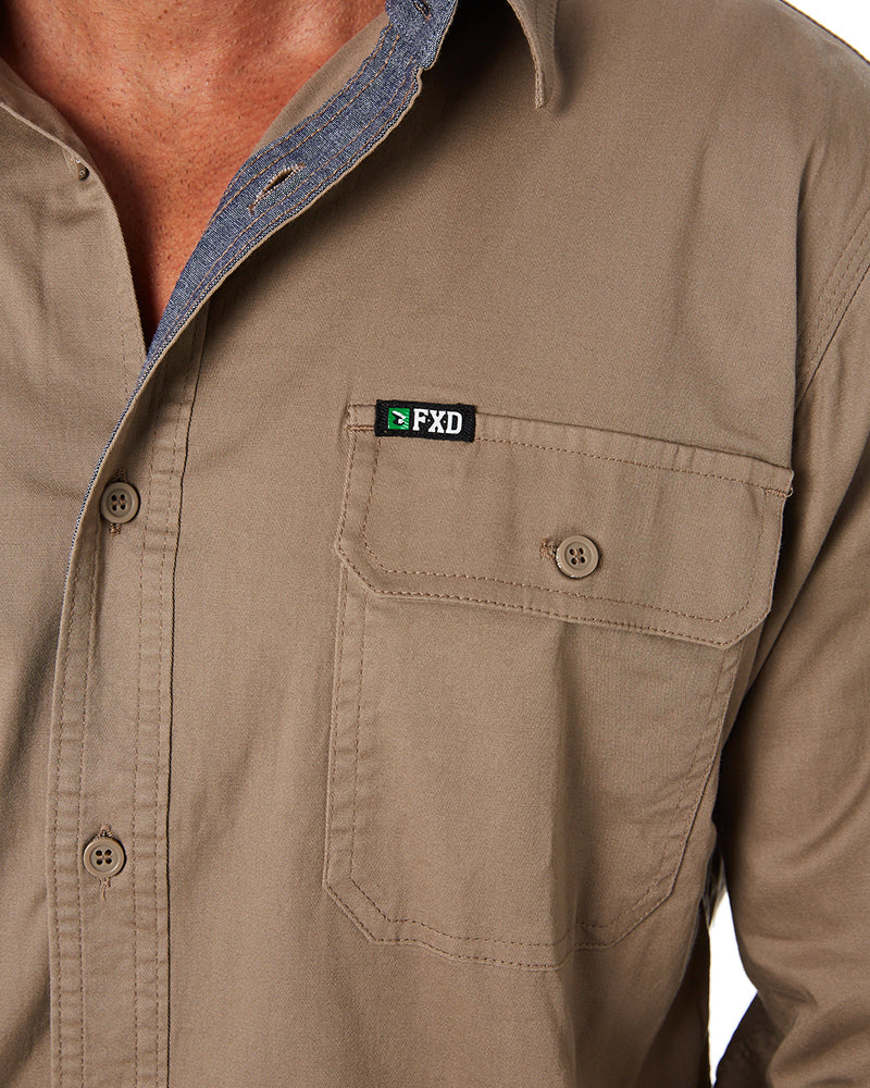 FXD LSH-1 Stretch Work Shirt LS Khaki Buy Online