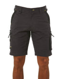 Flex and Move Stretch Canvas Utility Zip Cargo Short - Charcoal