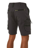 Flex and Move Stretch Canvas Utility Zip Cargo Short - Charcoal