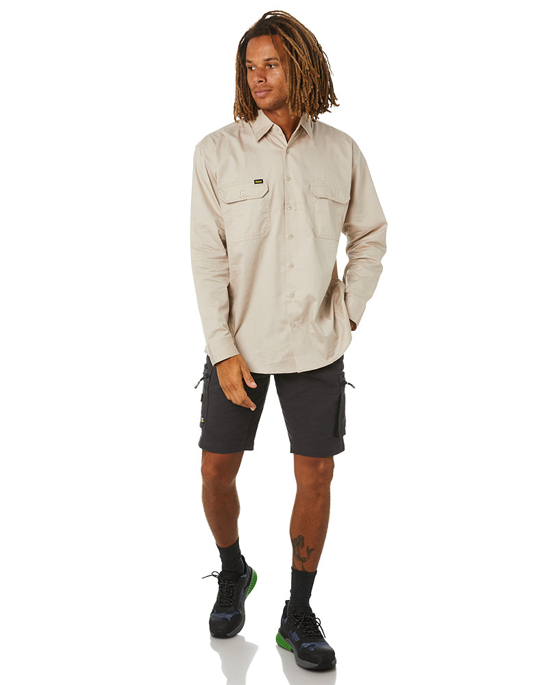 Flex and Move Stretch Canvas Utility Zip Cargo Short - Charcoal