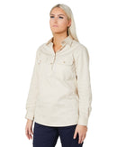 Ladies Closed Front Shirt LS - Stone