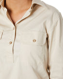 Ladies Closed Front Shirt LS - Stone