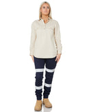 Ladies Closed Front Shirt LS - Stone