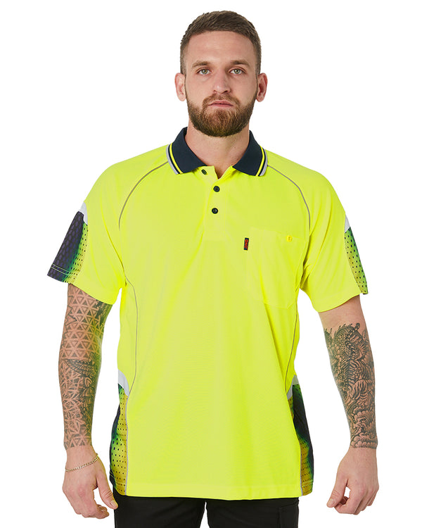 Hi-Vis Galaxy Sublimated Polo - Yellow/Navy