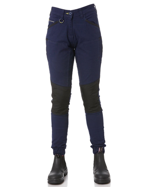 Womens Flex and Move Stretch Cotton Shield Cuff Pants - Navy