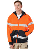 Hi Vis Fleece Hoodie With Sherpa Lining - Orange/Navy