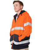 Hi Vis Fleece Hoodie With Sherpa Lining - Orange/Navy