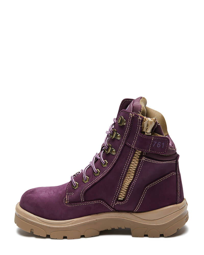 Ladies Southern Cross Lace Up Ankle Boot with Zip - Purple