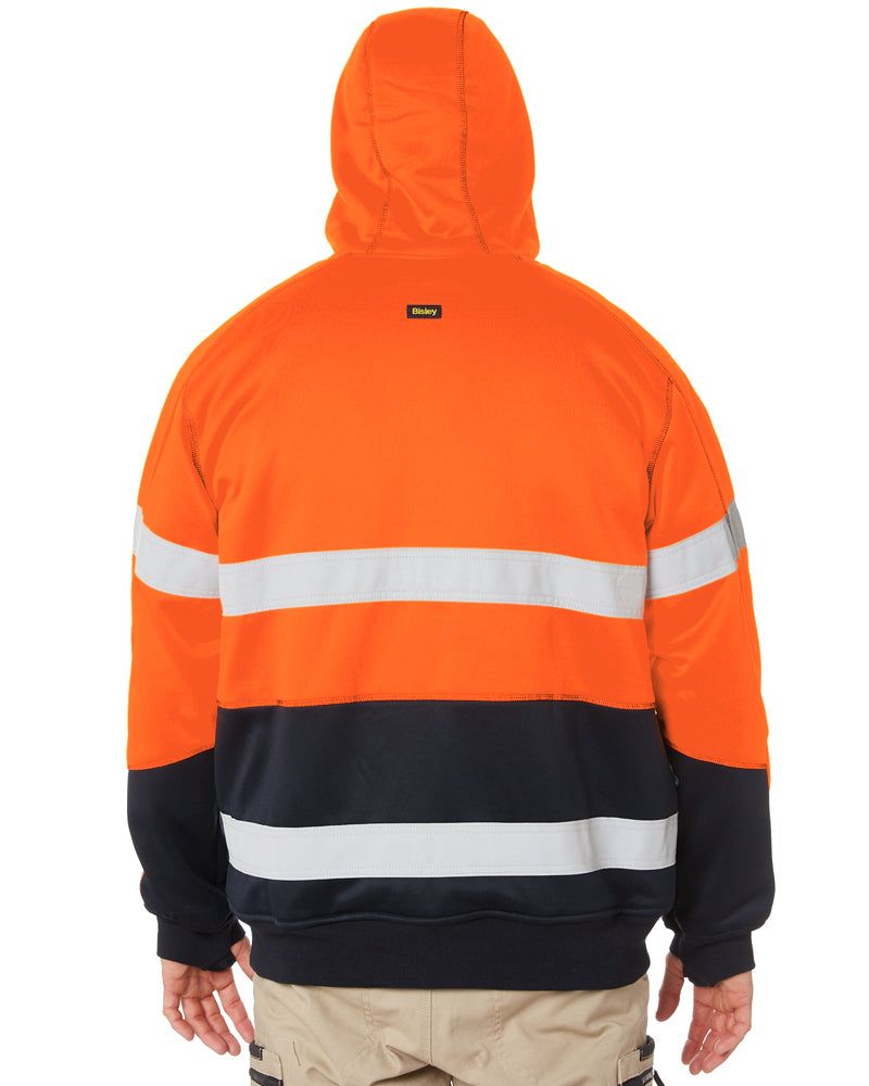 Hi Vis Fleece Hoodie With Sherpa Lining - Orange/Navy