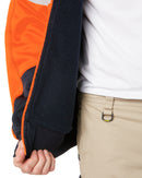 Hi Vis Fleece Hoodie With Sherpa Lining - Orange/Navy