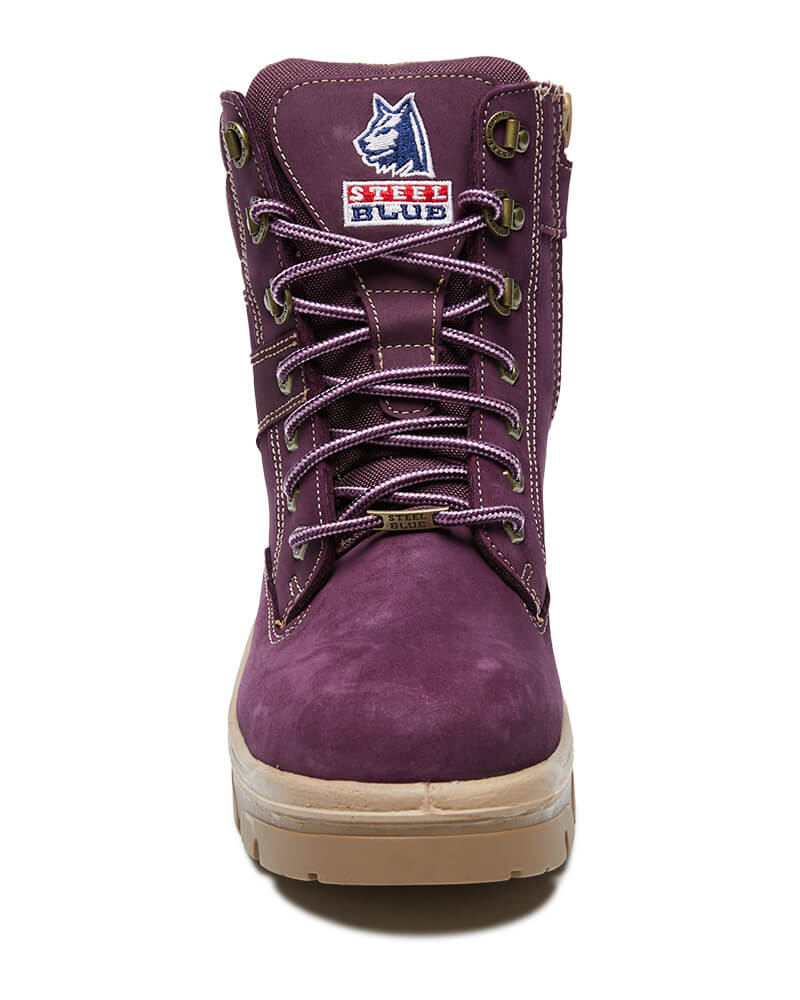Ladies Southern Cross Lace Up Ankle Boot with Zip - Purple