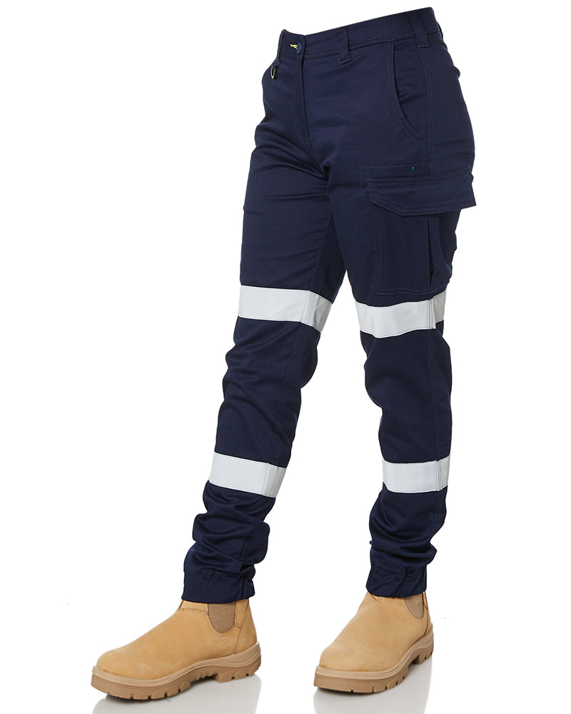 Women's Taped Cotton Cargo Cuffed Pants - Navy