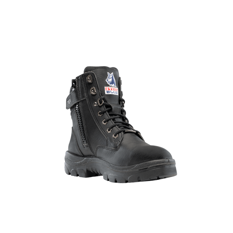 Steel Blue Ladies Vegan Southern Cross Lace Up Ankle Boot with Zip