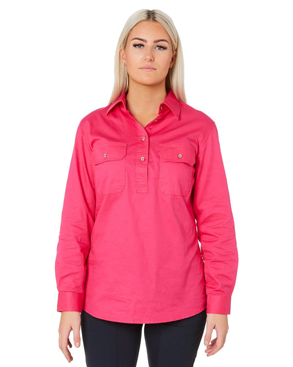 Ladies Closed Front Shirt LS - Pink